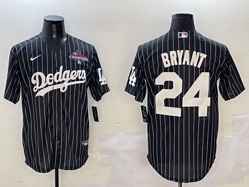 Men Los Angeles Dodgers #24 Bryant Black Stripe Jointly Name 2025 Nike MLB Jersey style 7->los angeles dodgers->MLB Jersey
